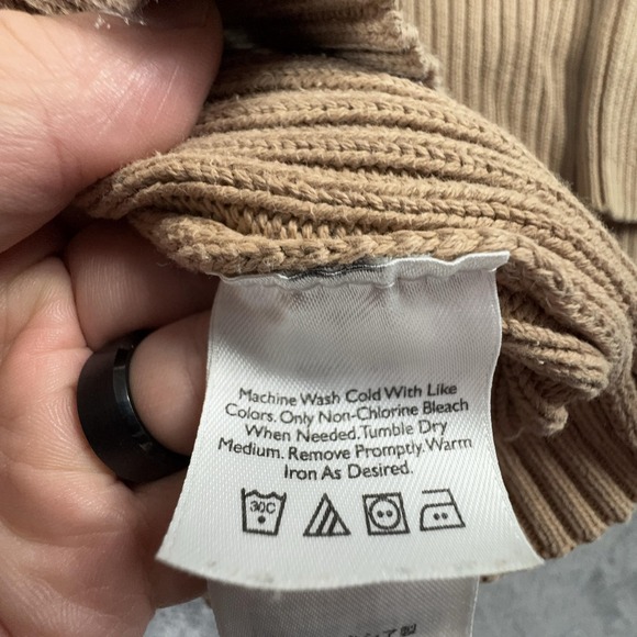 Eddie Bauer Sweater Mens XL Beige Ribbed 100% Cotton Knit Crewneck Pullover - Picture 7 of 9